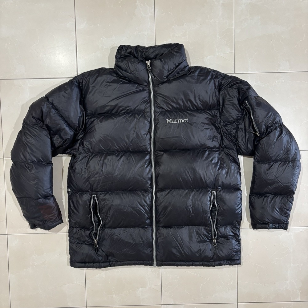 Marmot Jacket Men XXL Black 650 Fill Goose Down Parka Puffer Quilted Coat